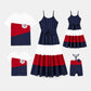 Coordinated Tees And Belted A Line Ruffle Hem Dress Family Matching Set