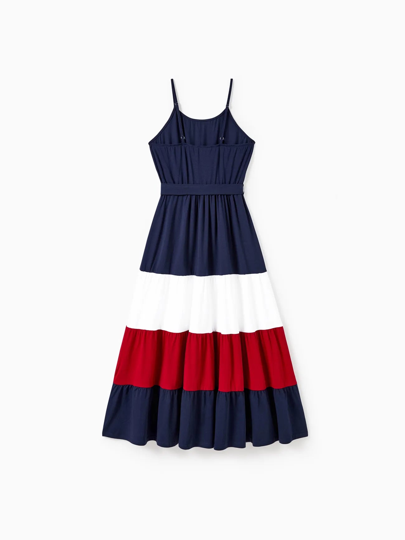 Coordinated Tees And Belted A Line Ruffle Hem Dress Family Matching Set