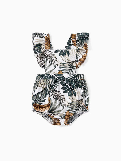 Leaf Pattern Family Matching Beach Sets