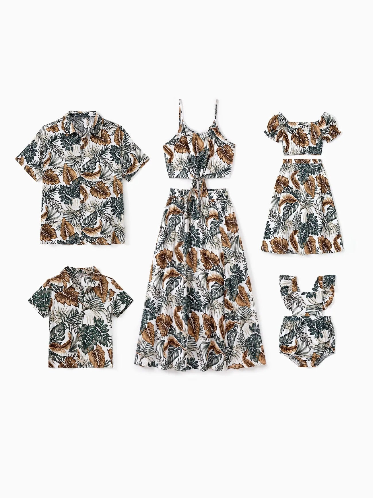 Leaf Pattern Family Matching Beach Sets