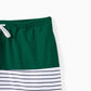 Family Matching Drawstring Trunks And Striped Cross Front Two Piece Swim Set