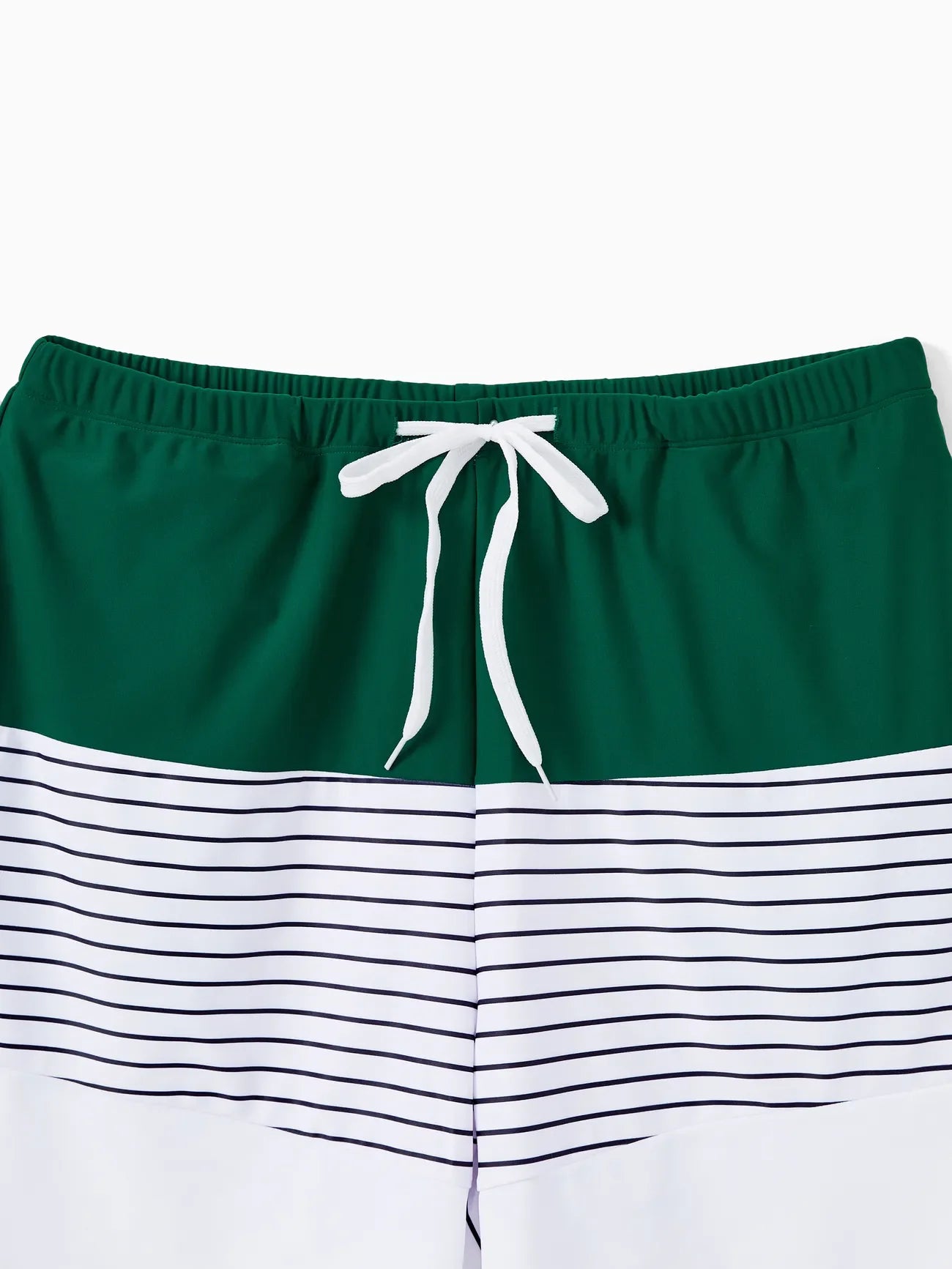 Family Matching Drawstring Trunks And Striped Cross Front Two Piece Swim Set