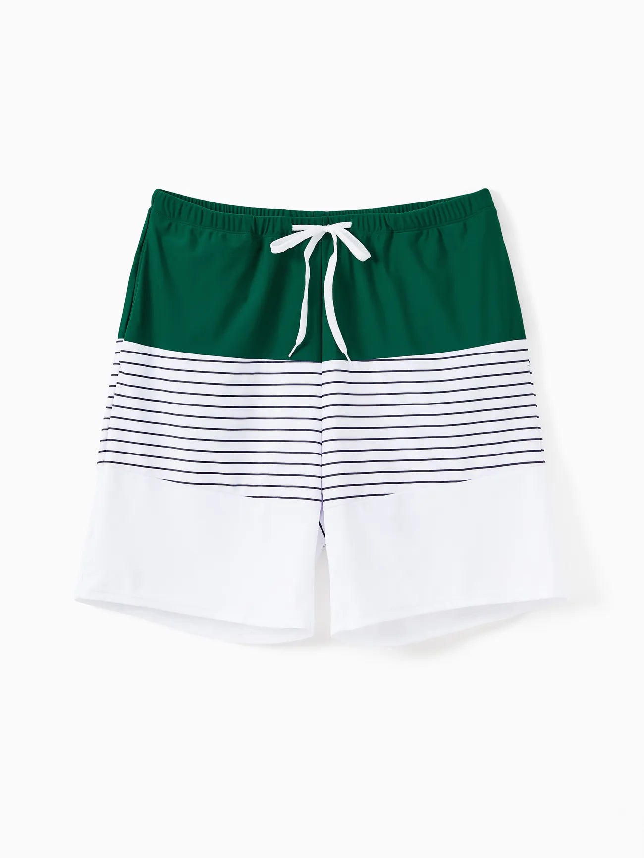 Family Matching Drawstring Trunks And Striped Cross Front Two Piece Swim Set