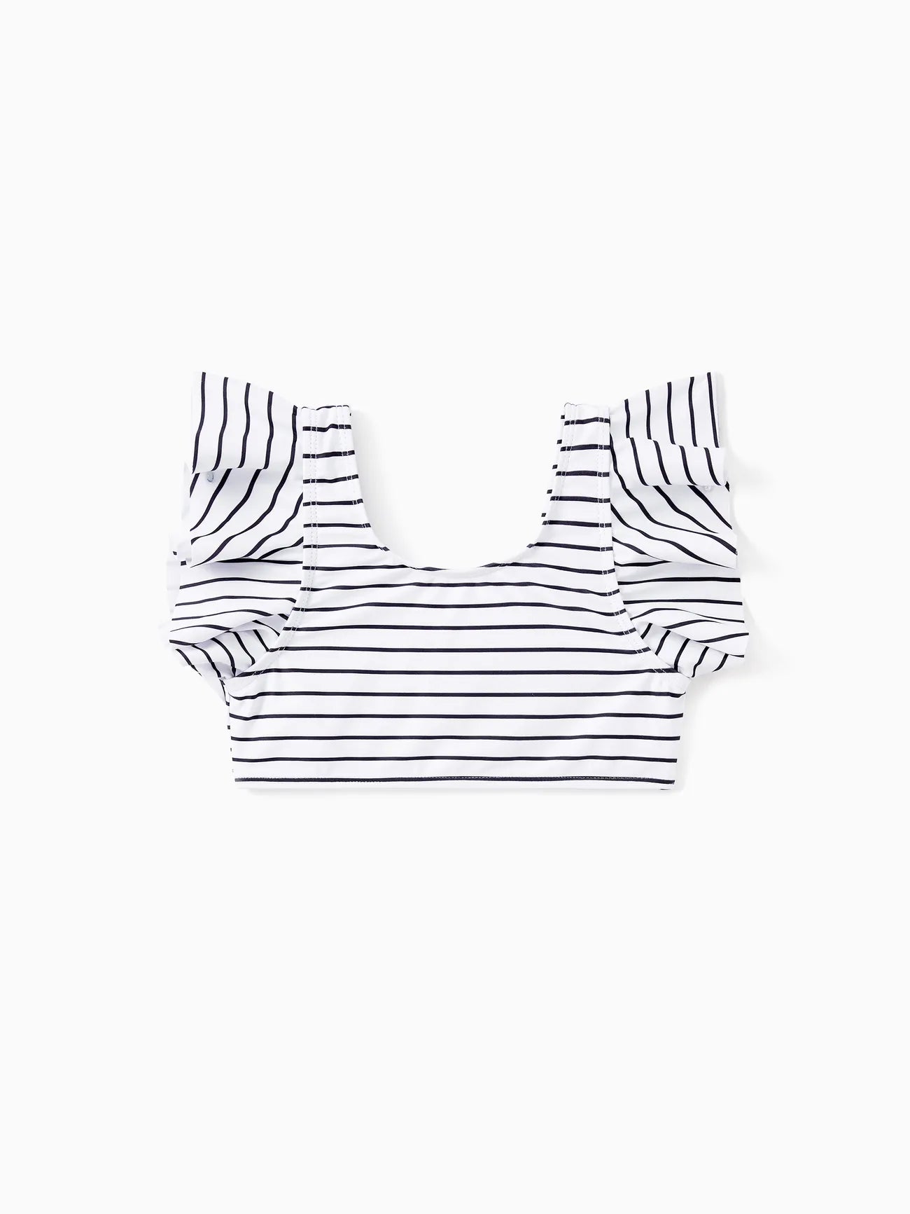 Family Matching Drawstring Trunks And Striped Cross Front Two Piece Swim Set