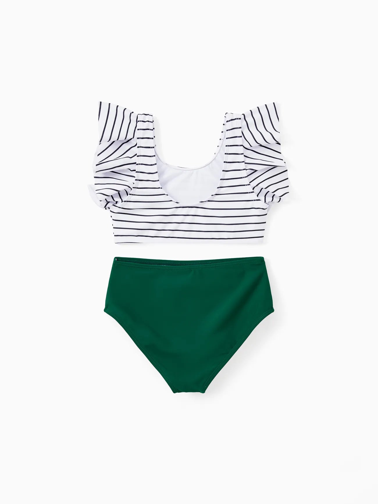 Family Matching Drawstring Trunks And Striped Cross Front Two Piece Swim Set