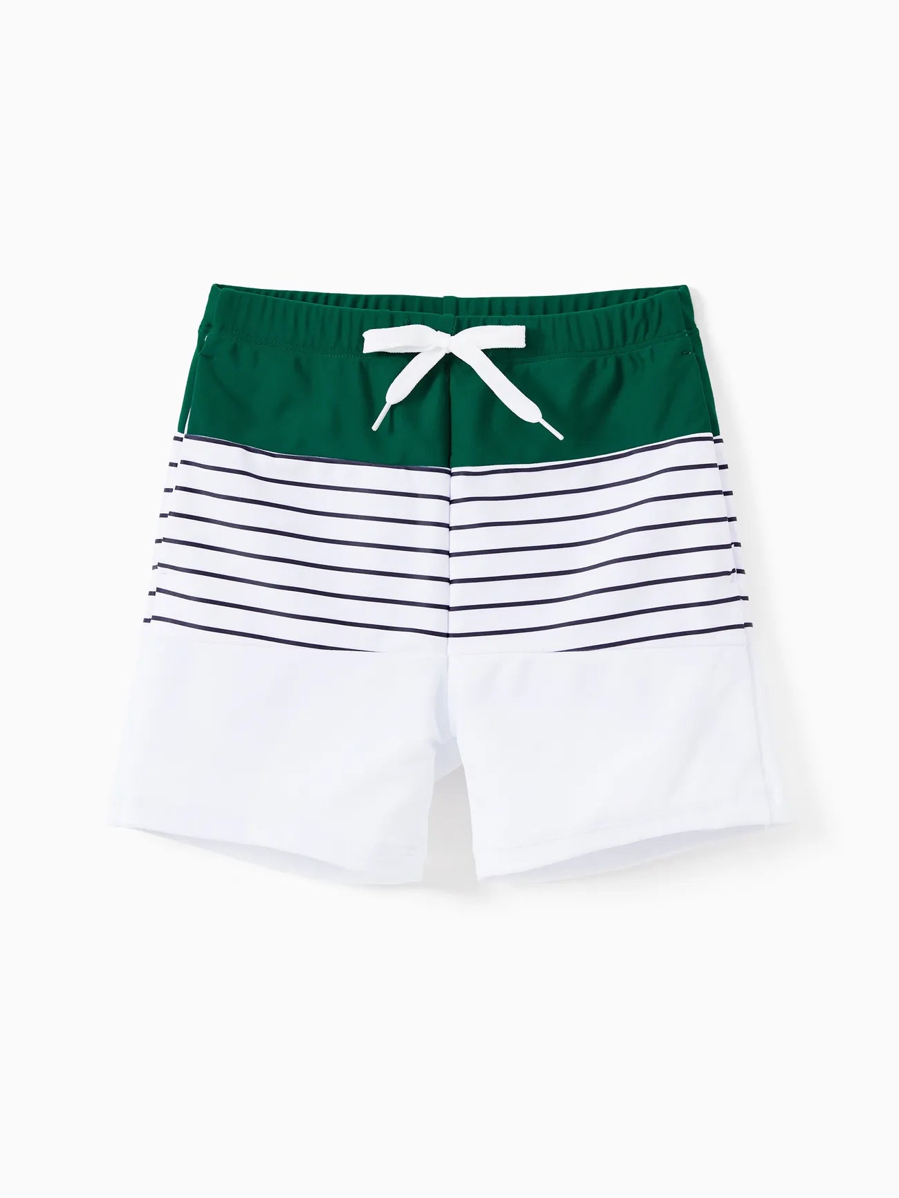 Family Matching Drawstring Trunks And Striped Cross Front Two Piece Swim Set