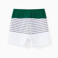 Family Matching Drawstring Trunks And Striped Cross Front Two Piece Swim Set