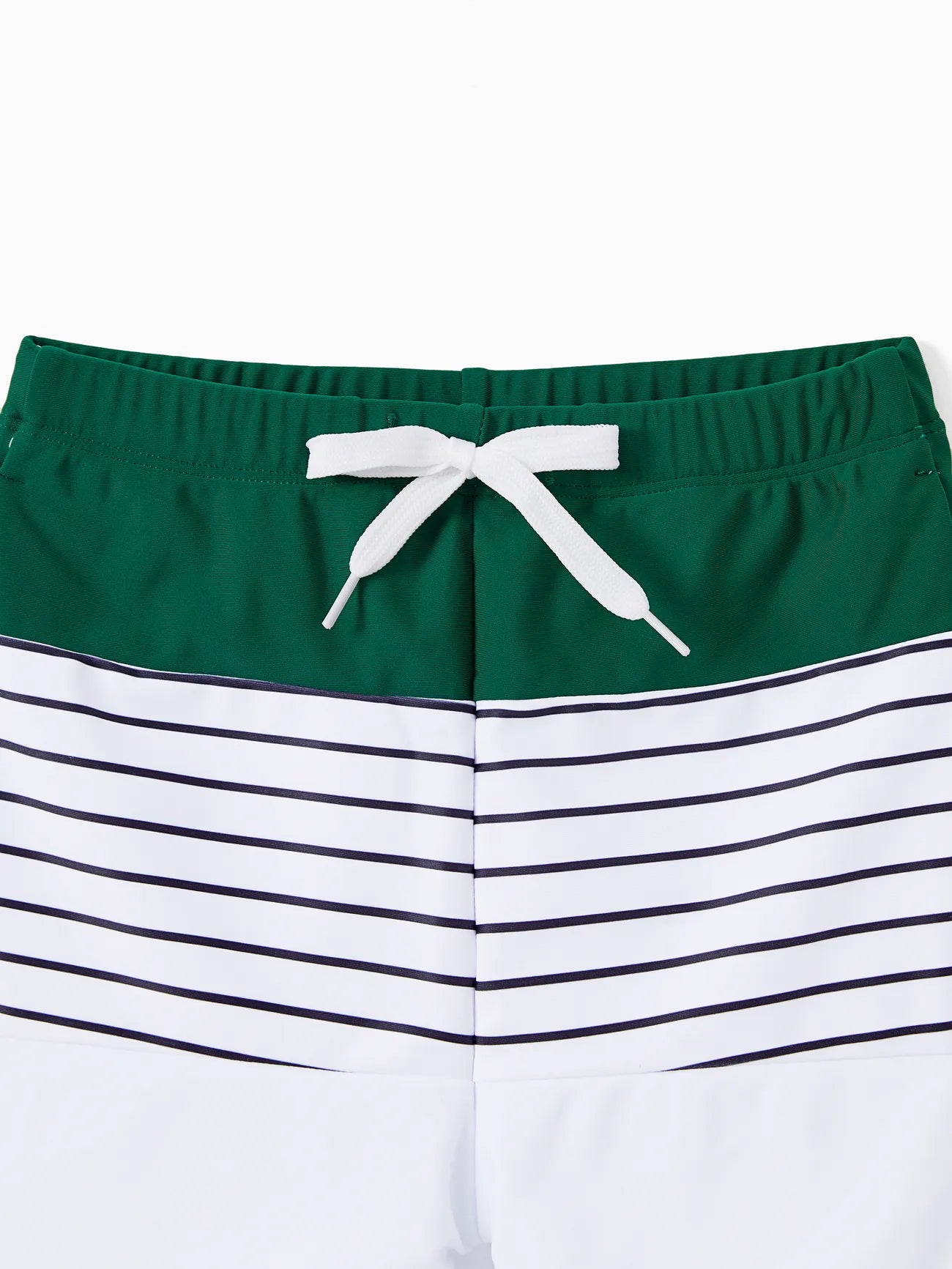 Family Matching Drawstring Trunks And Striped Cross Front Two Piece Swim Set