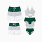 Family Matching Drawstring Trunks And Striped Cross Front Two Piece Swim Set