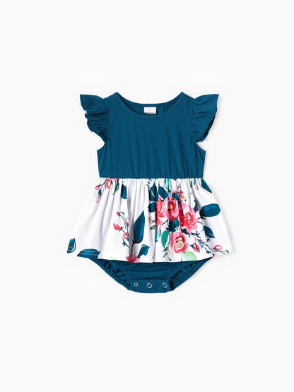 Family Matching Floral Print Dresses And T Shirt Sets