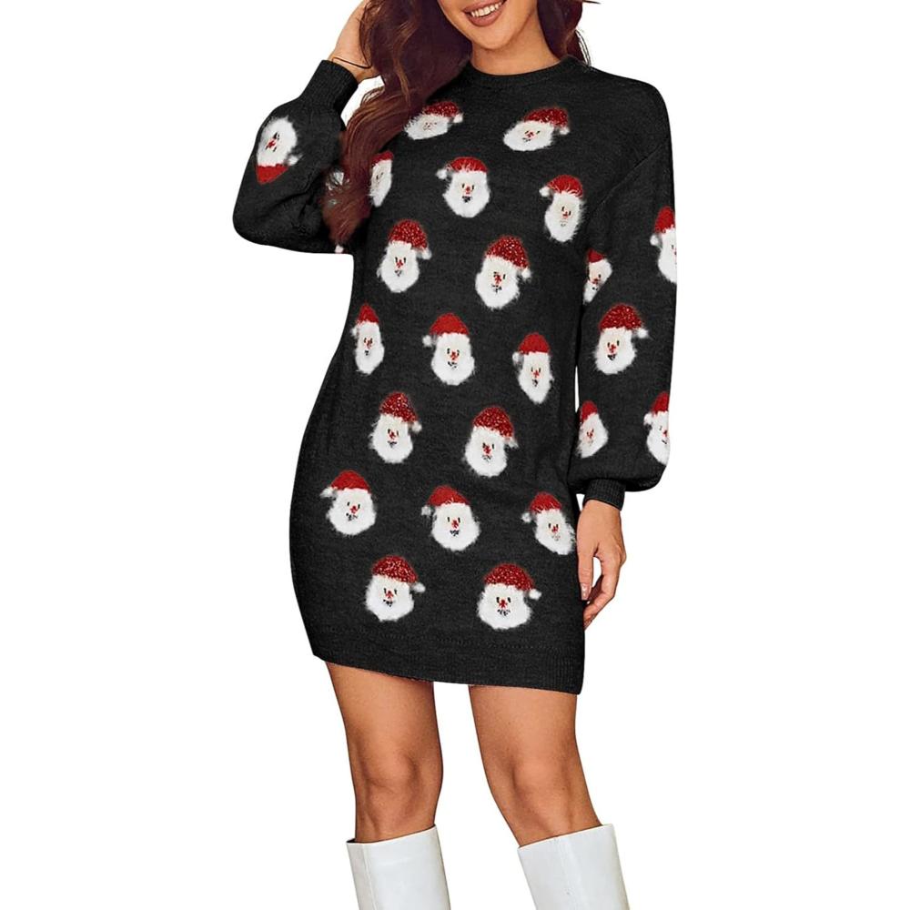 Festive Santa Knit Sweater Dress