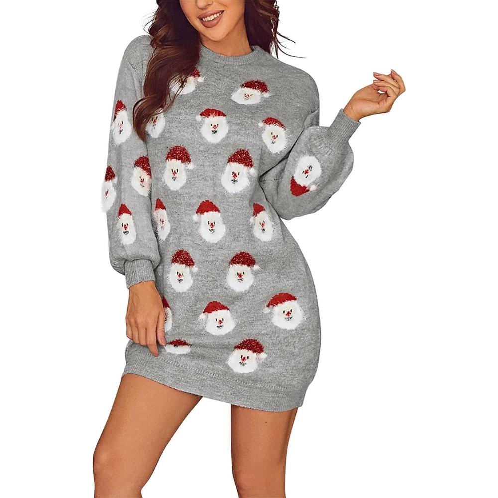 Festive Santa Knit Sweater Dress