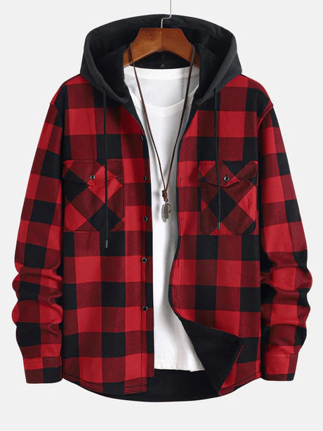 Check Patterned Hooded Shirt