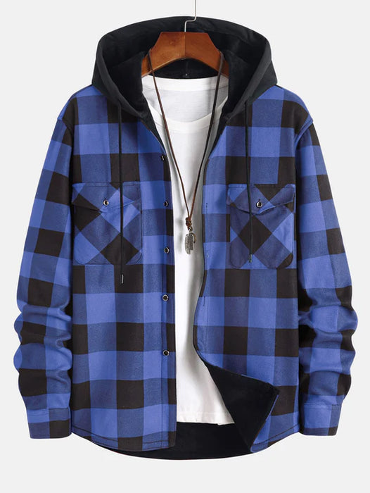 Check Patterned Hooded Shirt