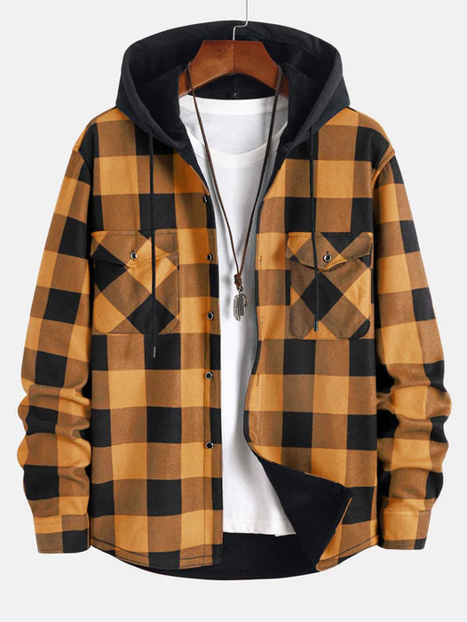 Check Patterned Hooded Shirt