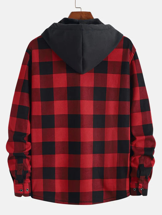 Check Patterned Hooded Shirt