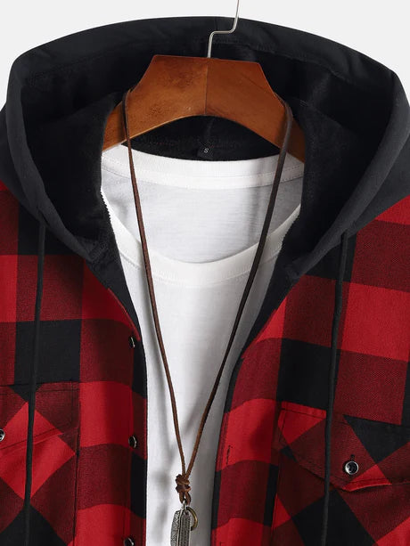Check Patterned Hooded Shirt