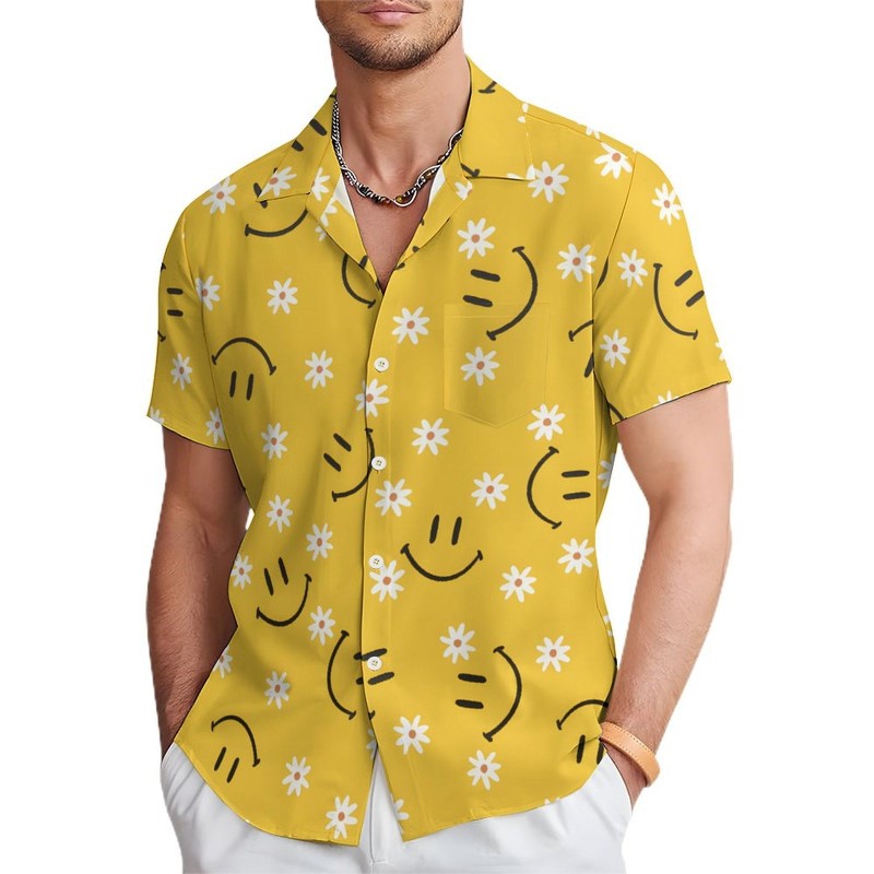 Floral Smiley Short Sleeve Graphic Shirt