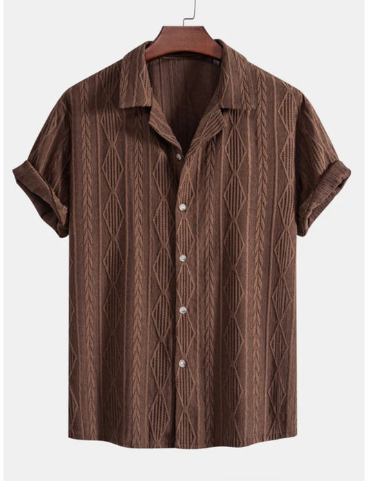 Geometric Jacquard Button Up Shirt