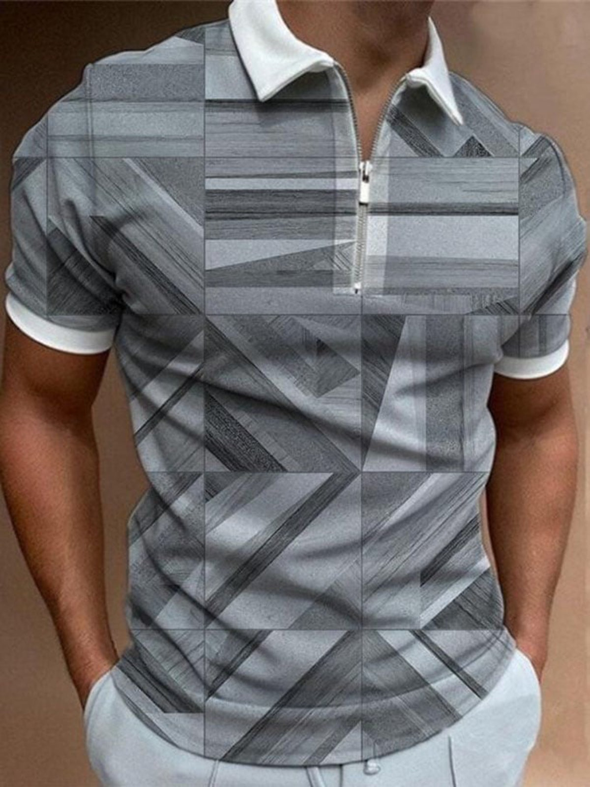 Geometric Print Casual Polo Shirt