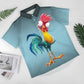 Gradient Funny Rooster Printed Short Sleeve Shirt