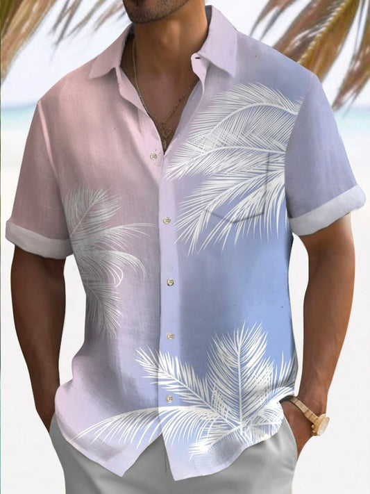 Hawaiian Tree Print Fashion Short Sleeve Shirt