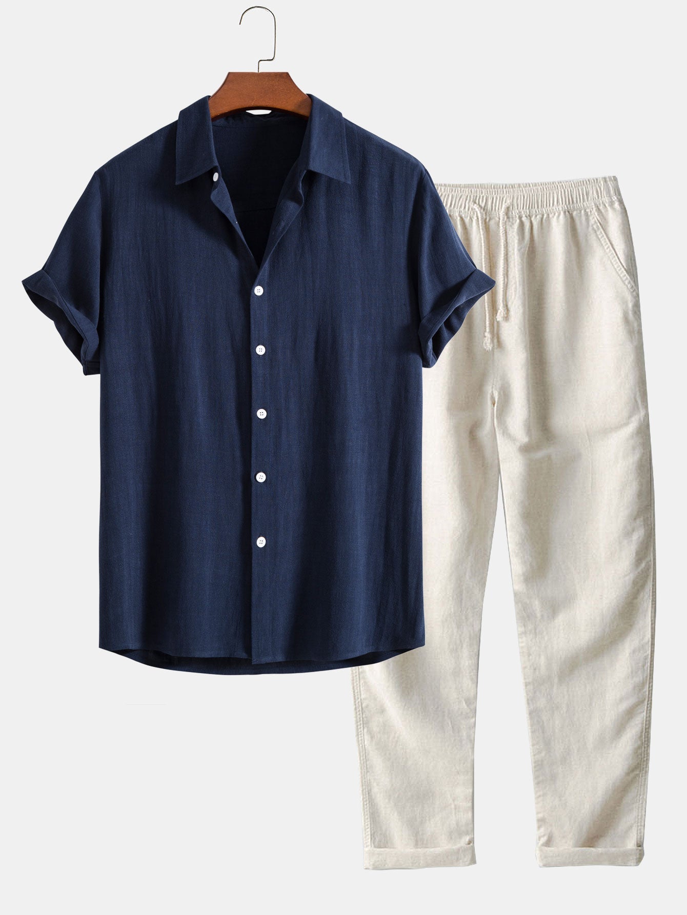 Button Up Shirt And Straight Linen Pants