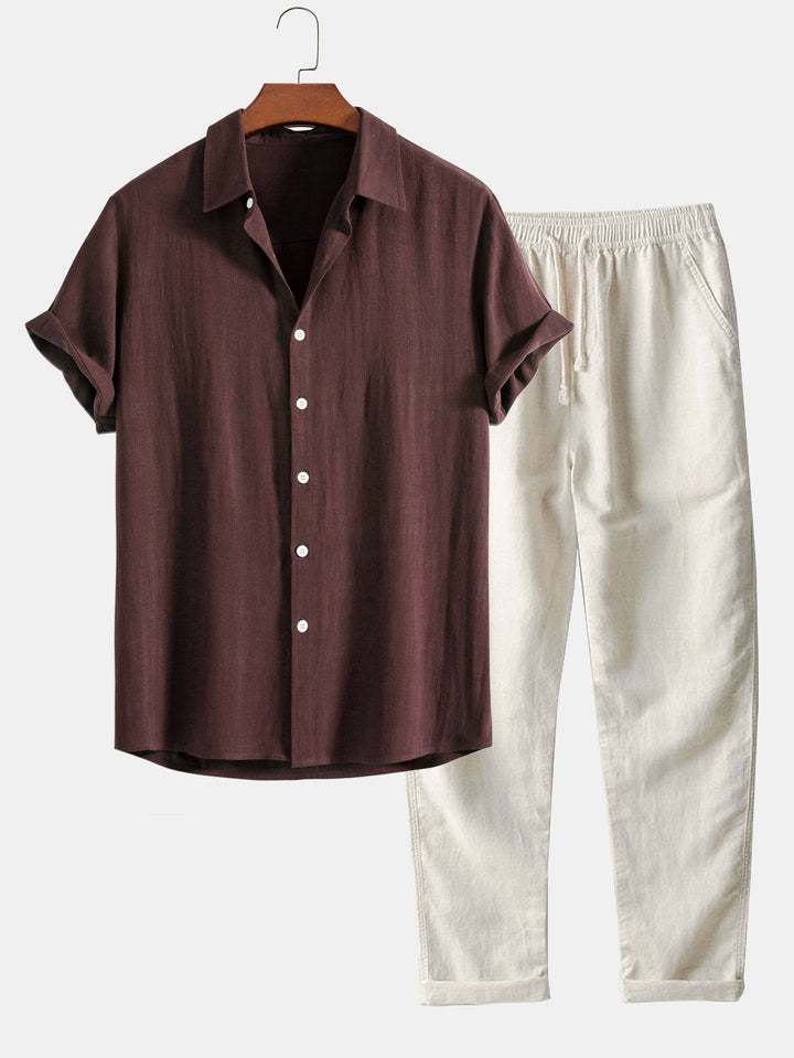 Button Up Shirt And Straight Linen Pants