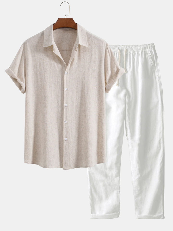 Button Up Shirt And Straight Linen Pants