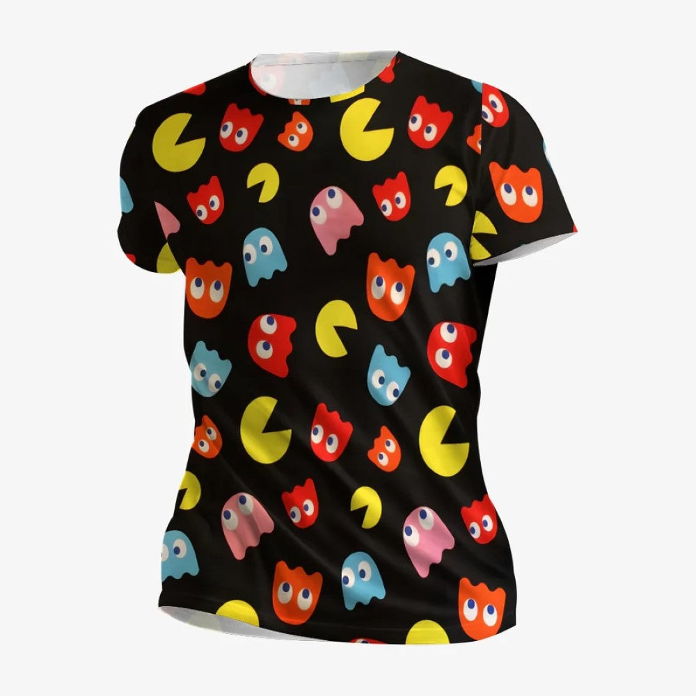 Little Pacman Print Round Collar Casual T Shirt