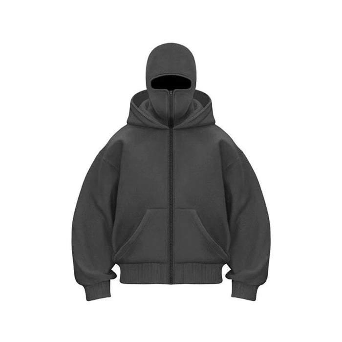 Mask Hoodie With Concealed Cover And Adjustable Fit