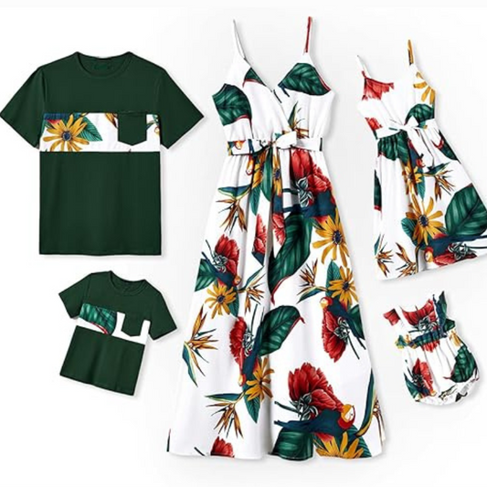 Matching Family Tropical Floral Print Outfit Set