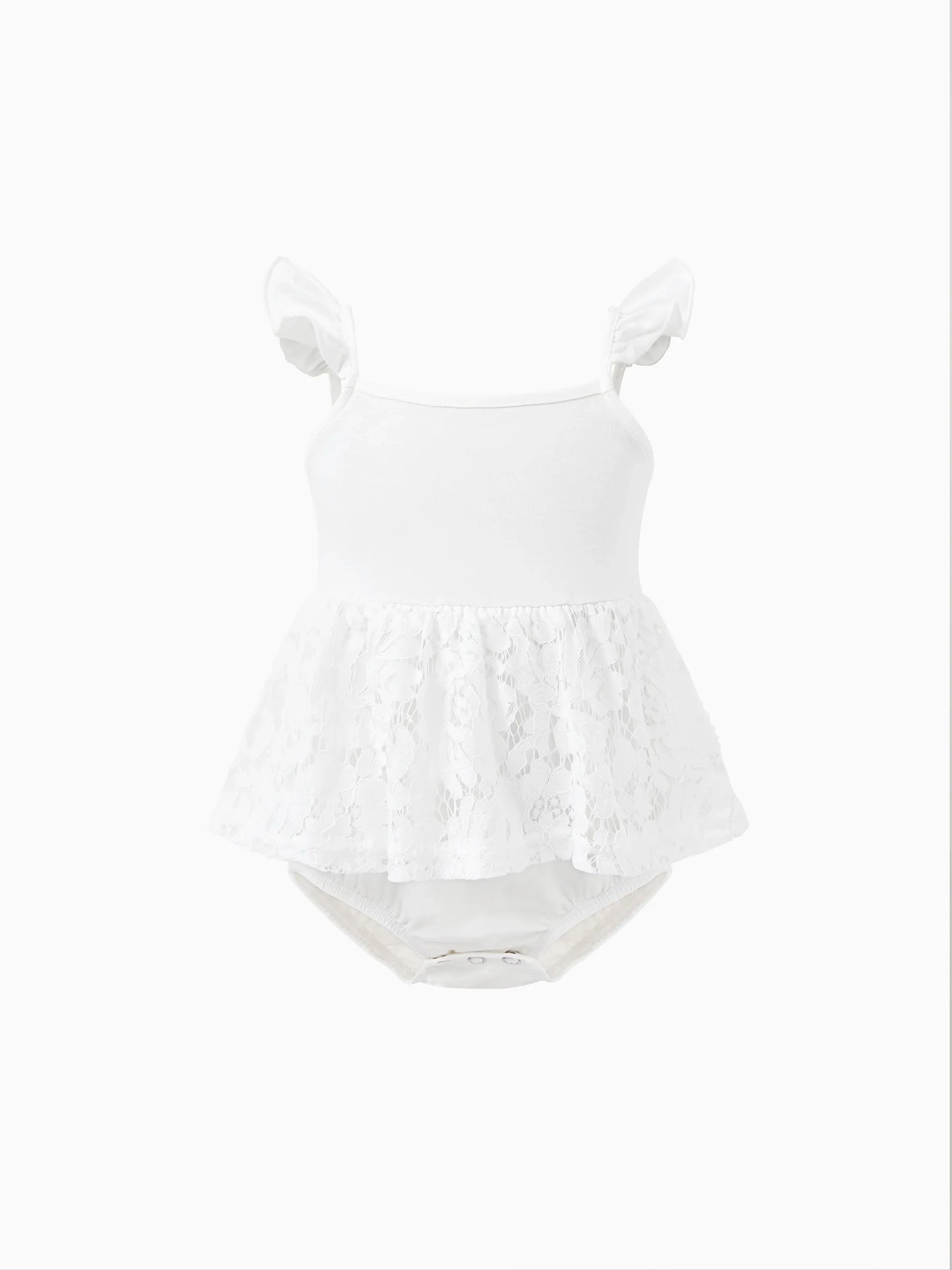 Family Matching Set Mommy And Me Button Up Dress With White Lace Ruffle Hem