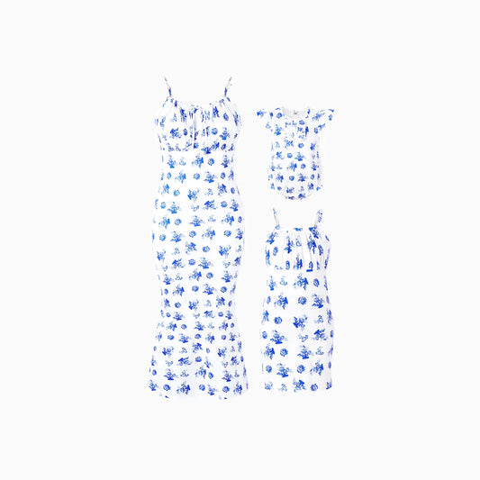 Mommy And Me Floral Ruched Mermaid Family Matching Set