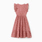 Pink Dotted Cross Wrap V Shape Sleeve Dress For Mom And Me