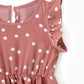 Pink Dotted Cross Wrap V Shape Sleeve Dress For Mom And Me