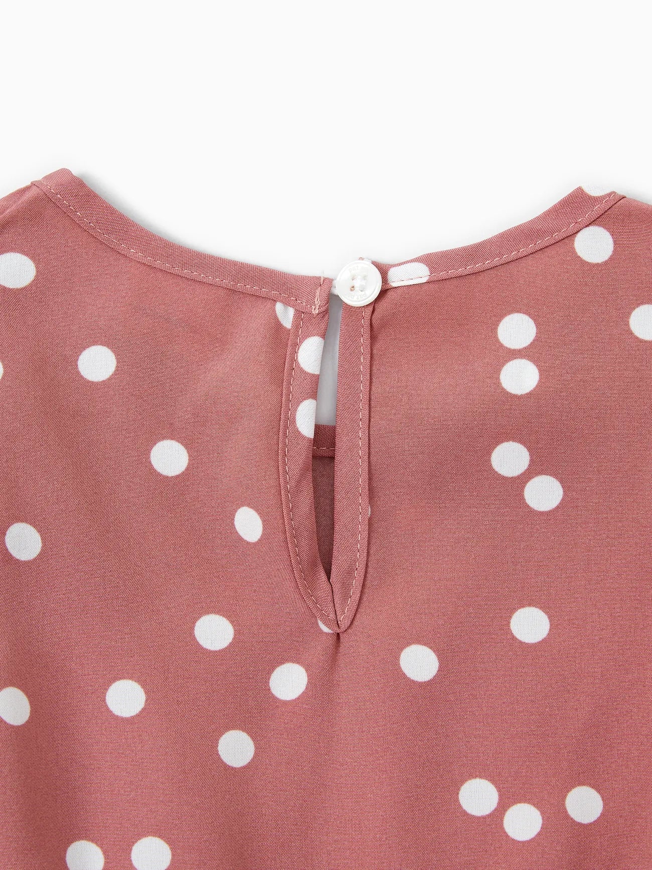 Pink Dotted Cross Wrap V Shape Sleeve Dress For Mom And Me