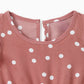 Pink Dotted Cross Wrap V Shape Sleeve Dress For Mom And Me