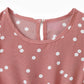 Pink Dotted Cross Wrap V Shape Sleeve Dress For Mom And Me