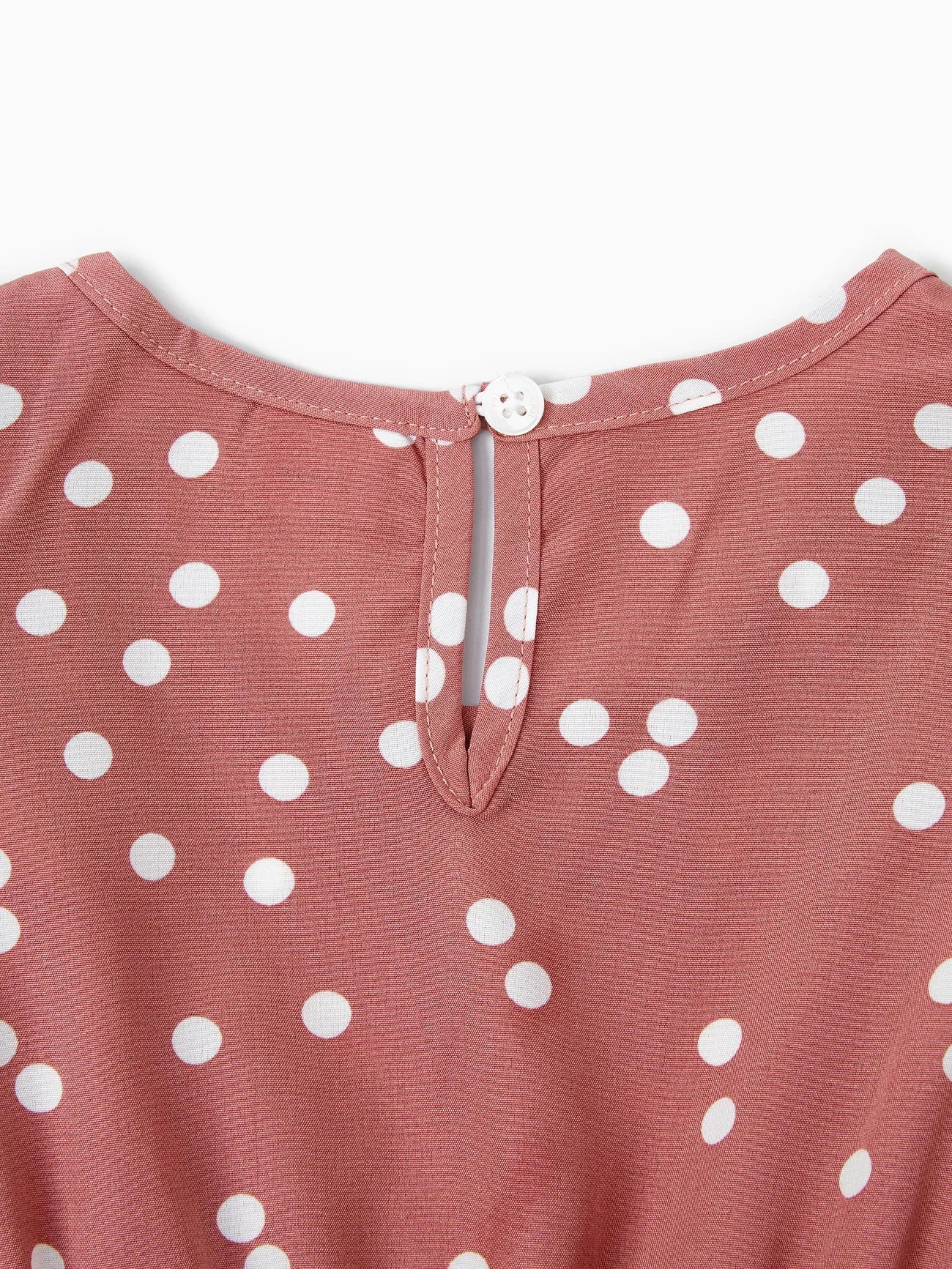 Pink Dotted Cross Wrap V Shape Sleeve Dress For Mom And Me