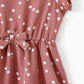 Pink Dotted Cross Wrap V Shape Sleeve Dress For Mom And Me