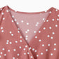 Pink Dotted Cross Wrap V Shape Sleeve Dress For Mom And Me