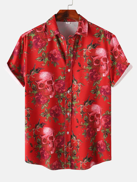 Rose Print Button Up Shirt