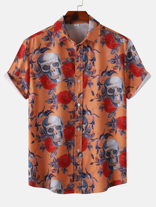 Rose Print Button Up Shirt
