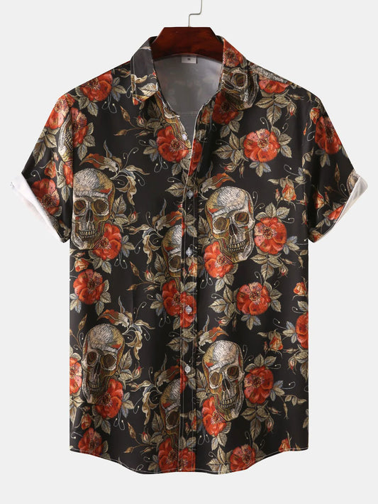 Rose Print Button Up Shirt