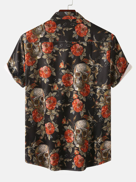 Rose Print Button Up Shirt