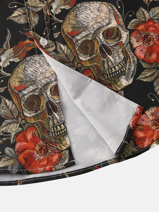Rose Print Button Up Shirt