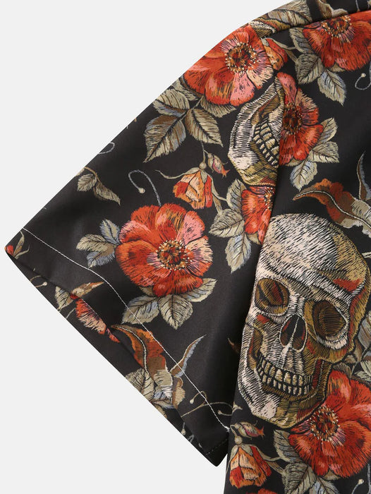 Rose Print Button Up Shirt