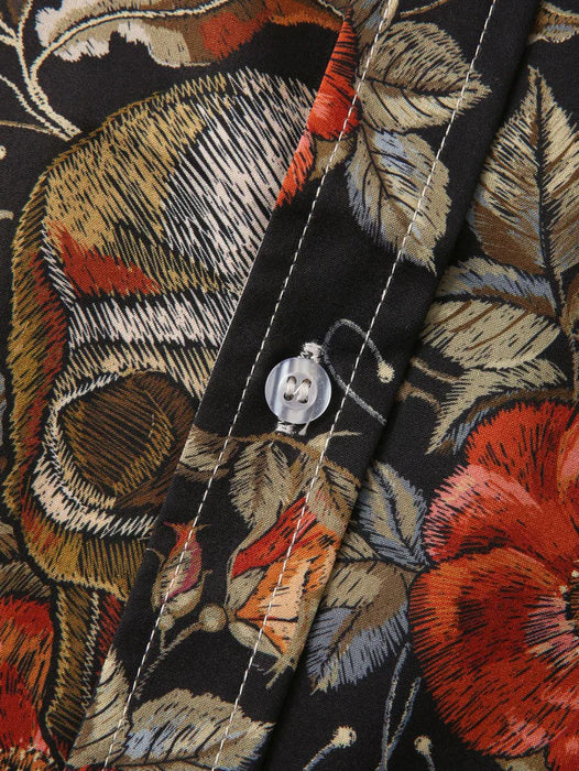 Rose Print Button Up Shirt