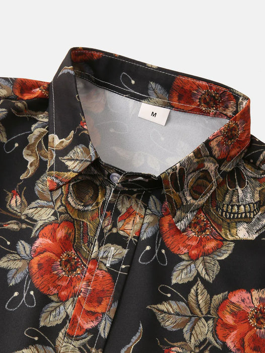 Rose Print Button Up Shirt